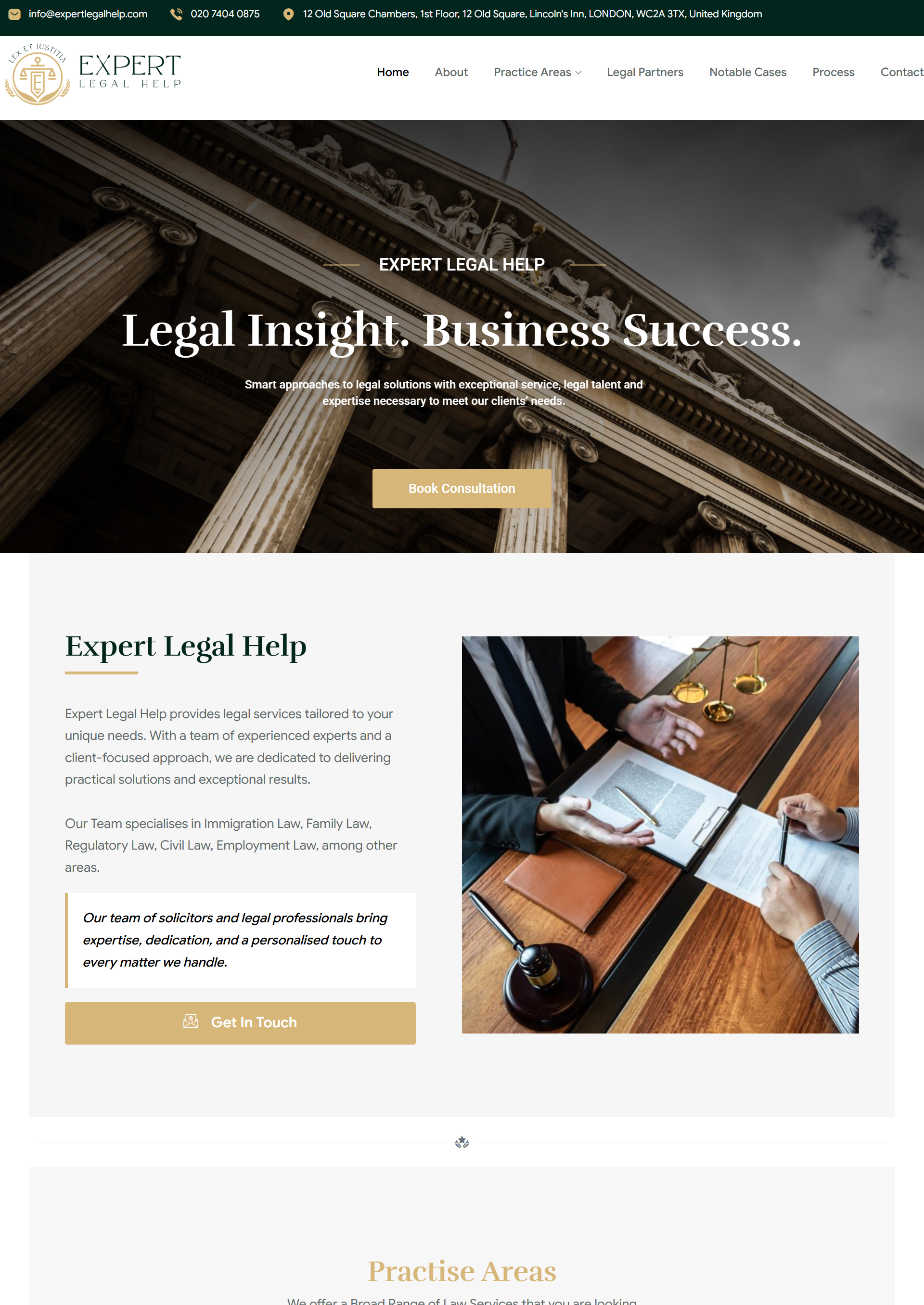 Expert Legal Help website screen1