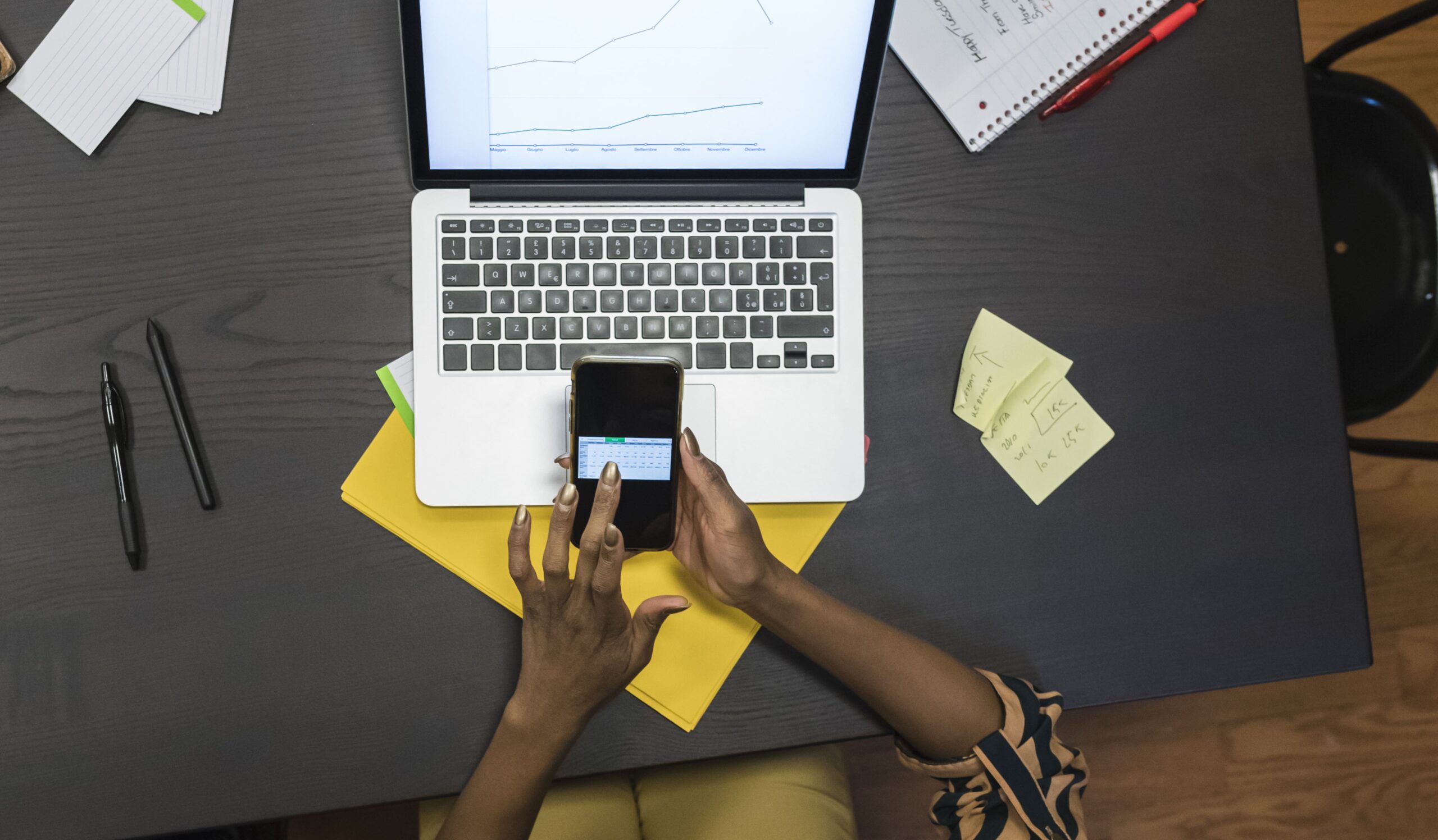 black-businesswoman-working-in-office-from-above-2024-12-06-18-05-37-utc